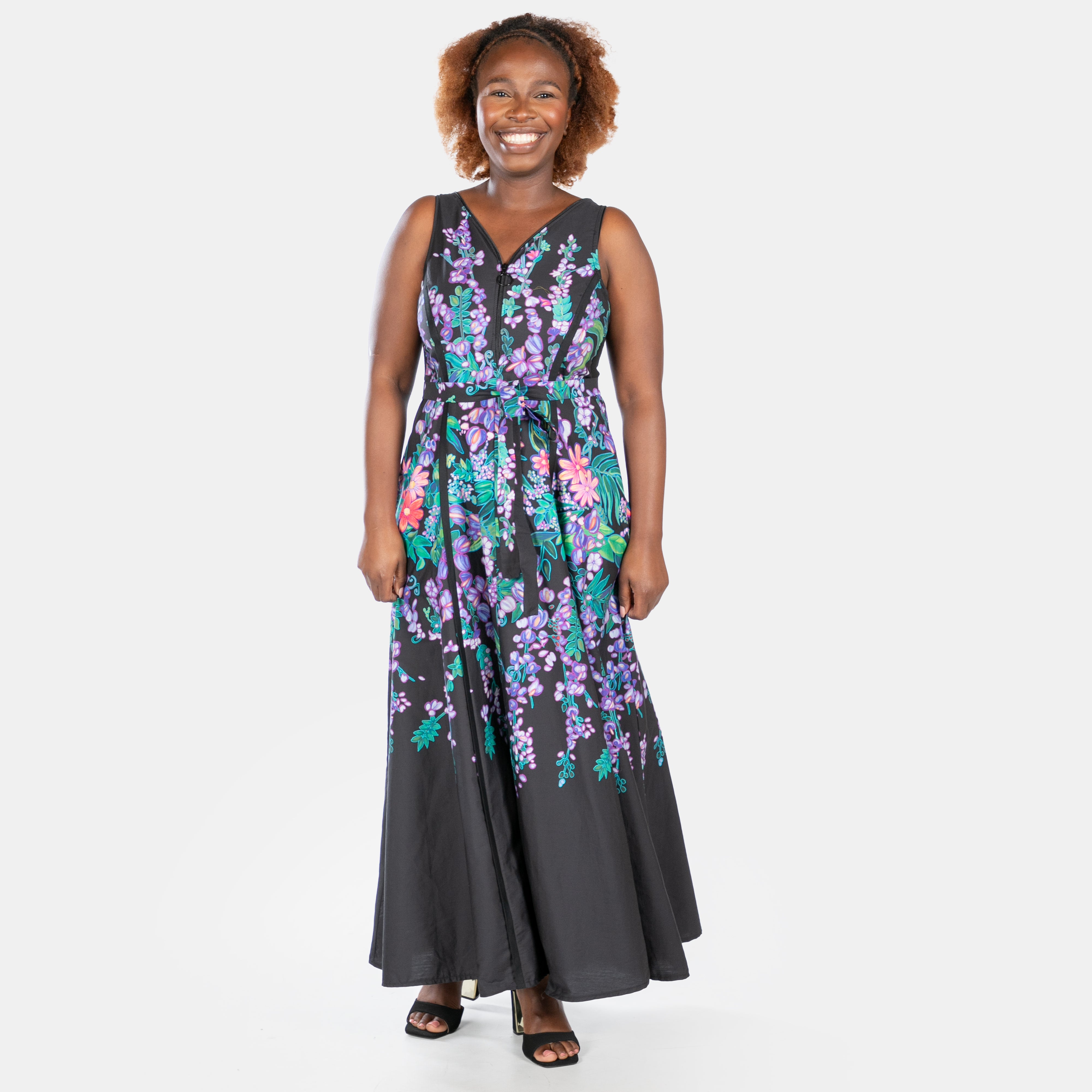 Ladies' Floral Bridgerton Dress - Black Big Blue Ladies' Floral Bridgerton Dress - Black Big Blue