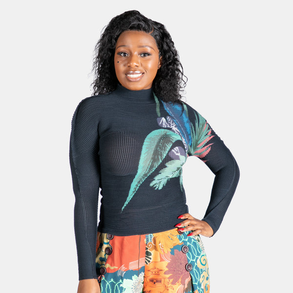 Ladies' Stretch Pleated Top - Navy – Big Blue