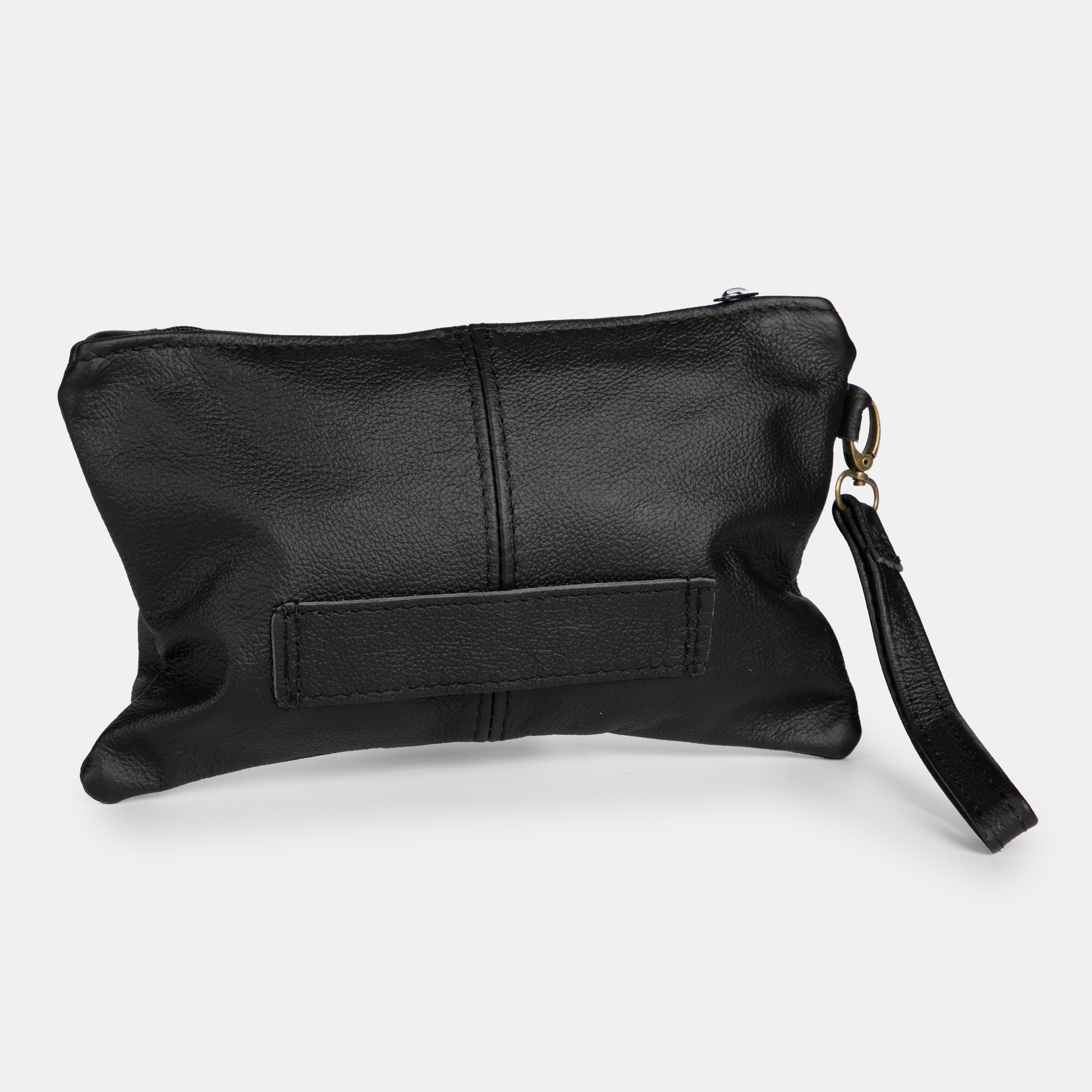 Maggie Leather Clutch Bag with Zipper