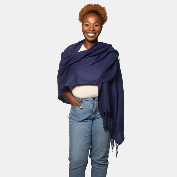 M 美品 H BEAUTY&YOUTH COTTON SILK NAVY WRA Myne_softtouchscarf_navy2_gran