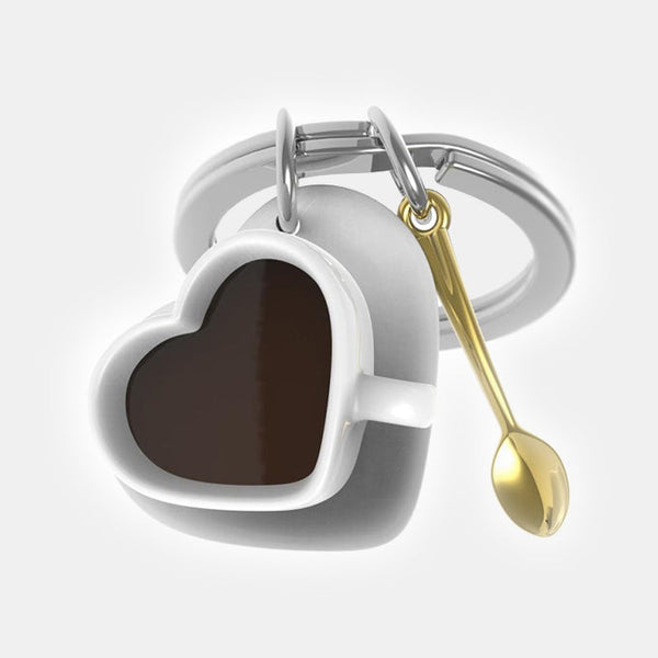 Miniature 3D Charm Heart Shaped Coffee Cup Metal Keyring – Big Blue